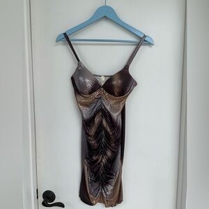 Multi Tone Ruched Mini Dress